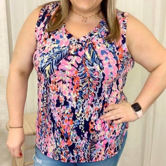 Sew In Love Tops - 5 SEW IN LOVE - Navy Floral Tank Top